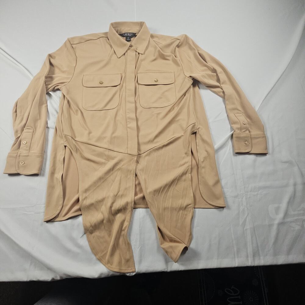 Lauren Ralph Lauren Front Tie Utility Long Sleeve Button Down Shirt Size Small